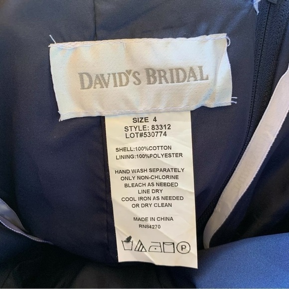 Davids Bridal Strapless Pleated Bridesmaids Cocktail Dress Navy Blue Size 4 - Picture 5 of 6